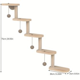 DIY Modular Cat Climbing Wall With 4 Balls - Multi-level Indoor Cat Tree Furniture, Space-Saving Wall-Mounted Perch And Play Activity Center, Multi-Le