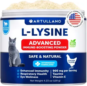 L Lysine For Cats Lysine Powder Supplement 900mg Serving Immune Support For Cats & Kittens Sneezing Runny Nose Squinting Watery