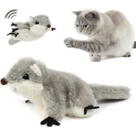 Pet Toys Cat Catnip Toys Flapping Squirrel, Rechargeable Touch Activated Kitten Toys, Lifelike Interactive Cats Toy Indoor, Cat Kicker Plush Toys For