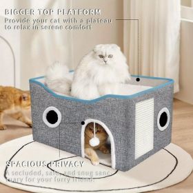 Super Wide Cat House For Indoor Cats (Color: Grey)