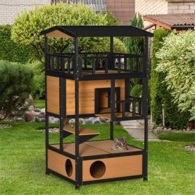 Cat House, Wooden Cat House (Option: Natural)
